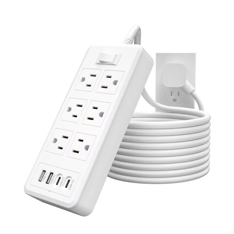 6 розеток 4 порти USB Подовжувач живлення США
