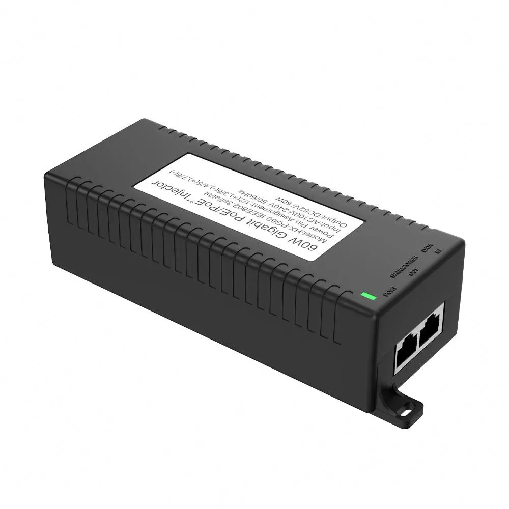 Настільний інжектор POE потужністю 60 Вт з IEEE802.3AF/AT/BT